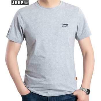 jeep吉普t恤男短袖圆领纯色大码男士中青年短袖t恤新品2021夏季打底衫