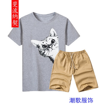 斐波納契 短袖 男士T恤 T43灰色+卡其 
