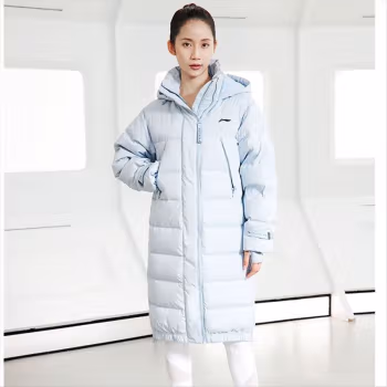李宁女子长羽绒服训练室外运动保暖外套 迷雾蓝-4 M 