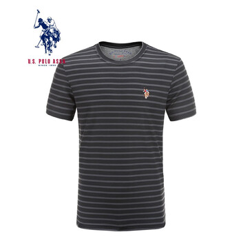 U.S.POLO ASSN. 短袖 男士T恤 黑灰粗條 