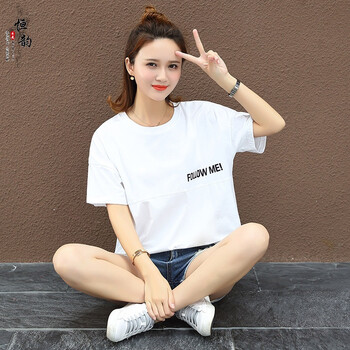 純色印花短袖，微胖妹子的福音