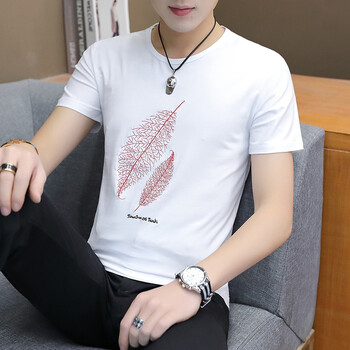 郡悠（JUNYOU） 短袖 男士T恤 長(cháng)樹(shù)葉-白色 