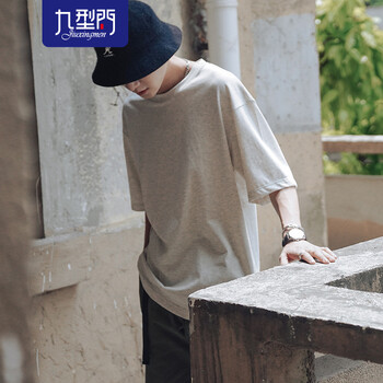 九型門（JIU XING MEN） 短袖 男士T恤 米灰色 