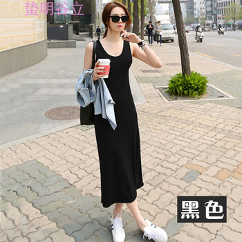 夏爾維納（CHANVENUEL） 純色 口袋 連衣裙
