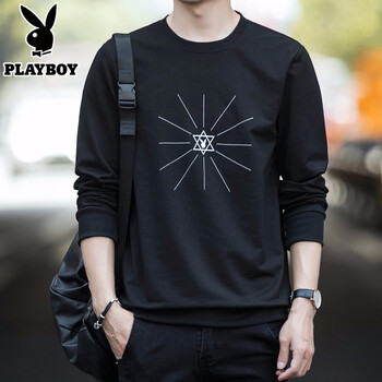花花公子（PLAYBOY） 長袖 男士T恤 1840黑色 