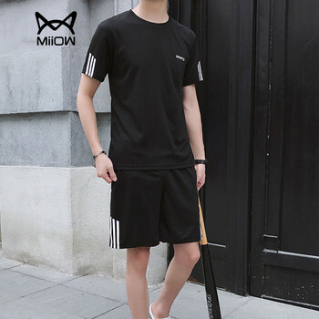 貓人（MiiOW） 短袖 男士T恤 黑色 