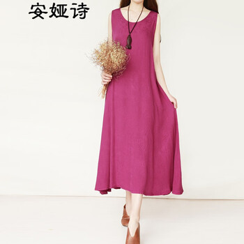 安婭詩(shī) 純色 刺繡，拼接，不規(guī)則，前短后長(zhǎng)，立體剪裁，明線裝飾，立體裝飾 連衣裙
