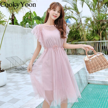 CookyYoon 純色 背帶，不規(guī)則，褶皺，拼色，綁帶 連衣裙