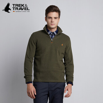 TREK&TRAVEL 長袖 男士T恤 軍綠色 