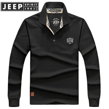 Jeep 長袖 男士T恤 z9002黑色 