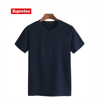 supretee 短袖 男士T恤 藏青空白T恤 