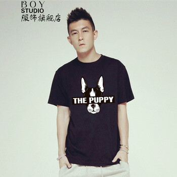 BOY&STUDIO 短袖 男士T恤 黑色 THE小狗 