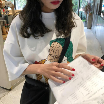 印花寬松短袖，微胖女神的福音