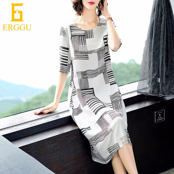 ERGGU 條紋 條紋，印花 連衣裙