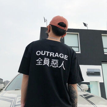 佐名仕（ZUOMINGSHI） 五分袖 男士T恤 全員惡T恤黑色 