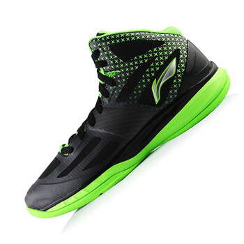 李寧（LI-NING）籃球鞋黑/熒光嫩綠【中幫】 
