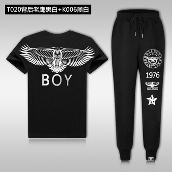 PW&BOY 短袖 男士T恤 T020背后老鷹黑白+K006黑白 
