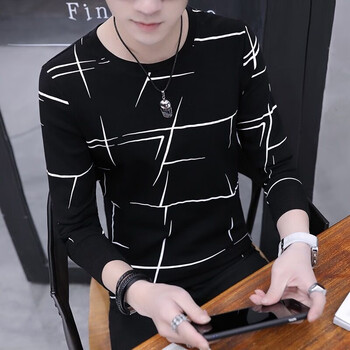 凌登（LingDeng） 長袖 男士T恤 【薄款】黑色單件 S，XL，L，XXXL，M，XXL
