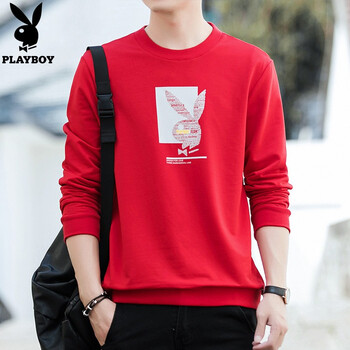 花花公子（PLAYBOY） 長袖 男士T恤 303紅 