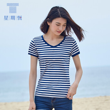 星期悅（Weekyue） 短袖 男士T恤 深藍色-女裝 