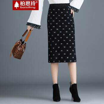 毛呢一步裙長(cháng)裙