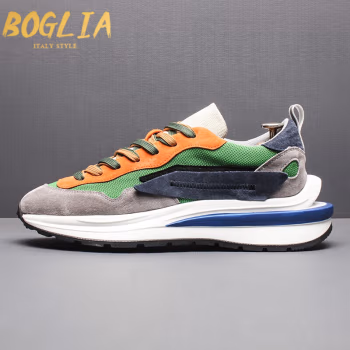 伯格利亚（BOGLIA）品牌老爹鞋男2022新款透气网面鞋运动鞋百搭增高鞋男韩版 彩色 标准皮鞋码 41