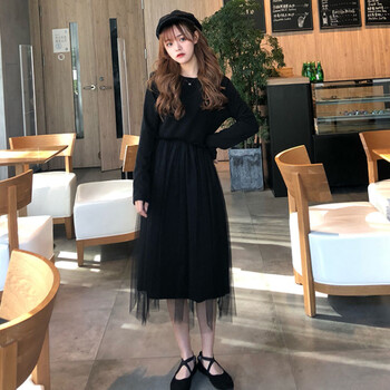 純色長(zhǎng)袖連衣裙，打造精致女神