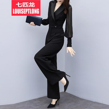 路易七匹龍（LOUISEPTLONG） 高腰 闊腳褲 女 長褲 休閑褲