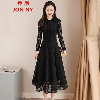 喬尼（JON NY） 純色 蕾絲 連衣裙