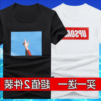 凌登（LingDeng） 短袖 男士T恤 2件裝 U白 手黑 