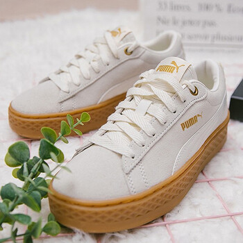 彪馬（PUMA）板鞋366928-04/米白/金標(biāo)/翻毛皮 36.5
