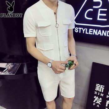 花花公子（PLAYBOY） 短袖 男士T恤 白色TZ11 