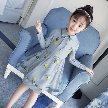 女童灰色紗裙