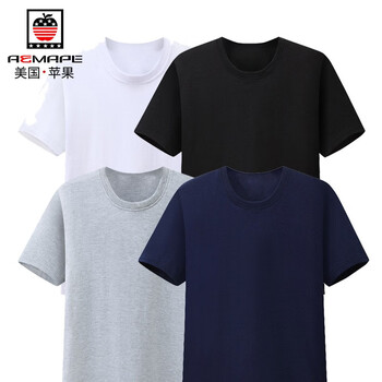 AEMAPE 短袖 男士T恤 【四件裝】 黑色+灰色+白色+藏青色 
