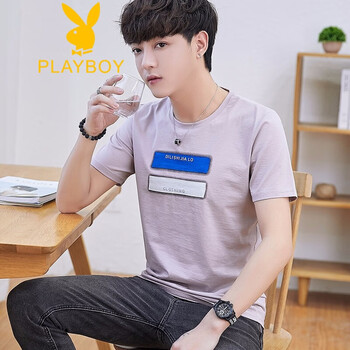 花花公子（PLAYBOY） 短袖 男士T恤 121粉紅色 