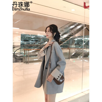 灰色小西裝中長(zhǎng)款