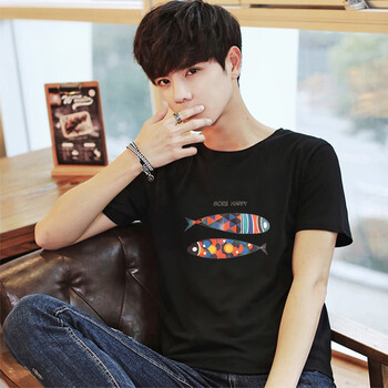 裴擒虎 短袖 男士T恤 雙魚(yú)黑-9029 