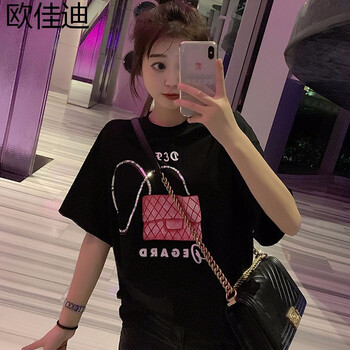 歐佳迪 印花，亮面 短袖 T恤 女 圓領(lǐng)
