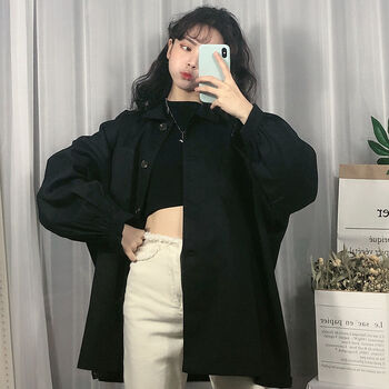 黑色工裝風(fēng)衣