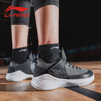 李寧（LI-NING）籃球鞋標(biāo)準(zhǔn)黑/黯淡灰【低幫】 