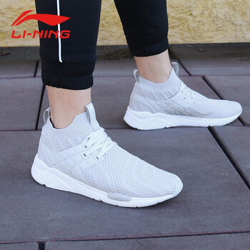 李寧（LI-NING）跑步鞋云底襪套鞋-微晶灰  