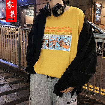 零集（LINGJI） 短袖 男士T恤 黃色 