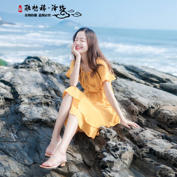 酷梵?。↘UFANXI） 純色 荷葉邊，綁帶，蝴蝶結 連衣裙