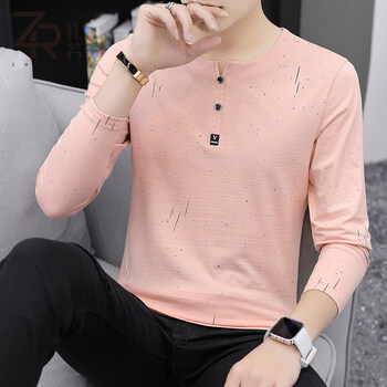 札若 長(cháng)袖 男士T恤 9671粉色 