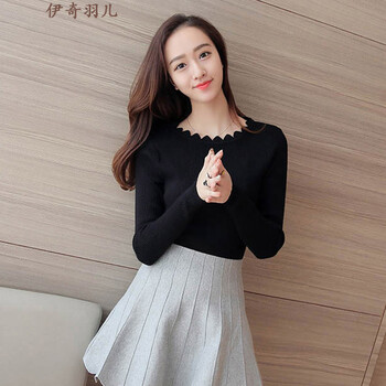 圓領(lǐng)中長(zhǎng)款毛衣，微胖女生的福音