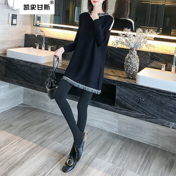 品牌春秋毛長袖連衣裙