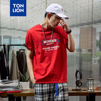 唐獅（TonLion） 短袖 男士T恤 瑪麗紅 
