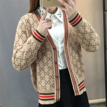 咖啡色毛衣開衫