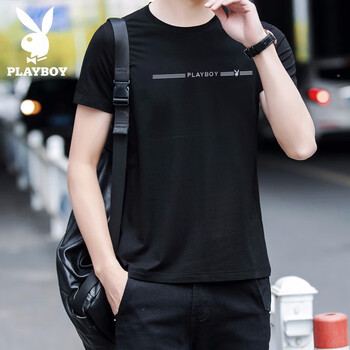 花花公子（PLAYBOY） 短袖 男士T恤 8772黑色 