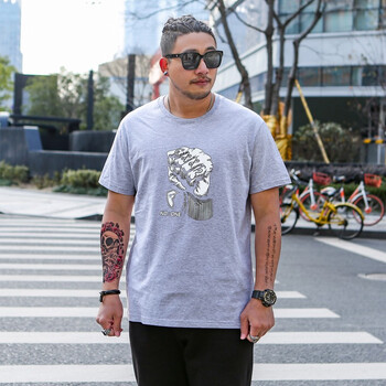 傲信鳥(niǎo) 短袖 男士T恤 拳頭 灰色 XL，4XL，5XL，L，XXL，XXXL，M